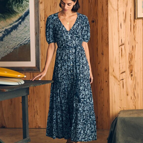 Faherty Dresses & Skirts - Faherty Small Floral Orinda Maxi Dress with Tie Waist